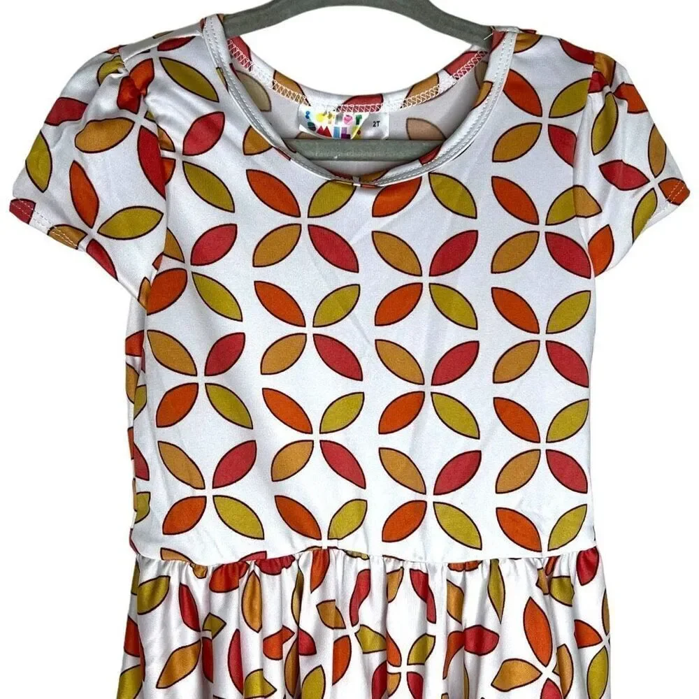 NEW Dot Dot Smile Retro Fall Floral Cap Sleeve Dress 2T